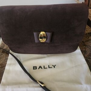 Bally Brown Suede/Leather Bag Crossbody & Dustbag EUC